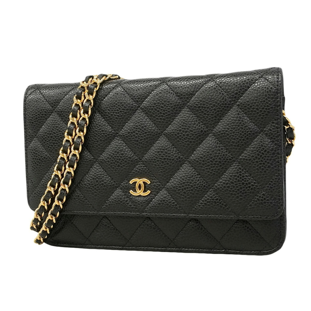 CHANEL Black Caviar Leather Wallet